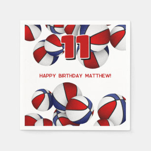 red white blue basketballs kids sports party napkin