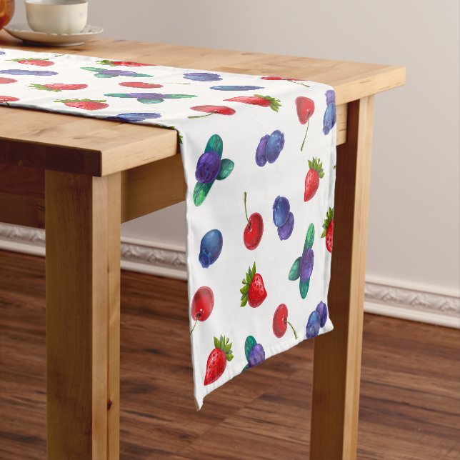 Red White Blue Berries  Short Table Runner (In Situ)