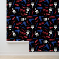 Red White Blue Black Hair Tool Hair Salon Pattern