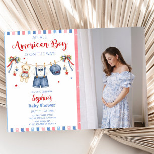 Red White & Blue Boy Baby Shower Invitation