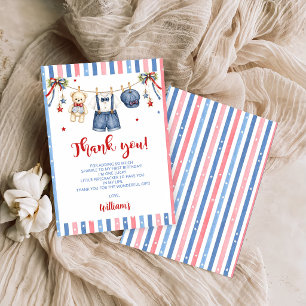 Red White & Blue Boy Birthday Thank You Card