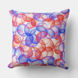 RED WHITE BLUE BUBBLE LOOK THROW PILLOW