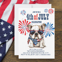 Red White Blue Bulldog Sunglasses 4th of July