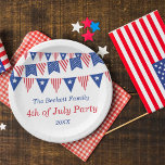 Red, White & Blue Bunting Flags 4th Of July Party Paper Plate<br><div class="desc">Celebrate in style with these stylish and very trendy 4th of July party paper plates. The design is easy to personalize with your special event wording and your guests will be thrilled when they see these fabulous paper plates.</div>