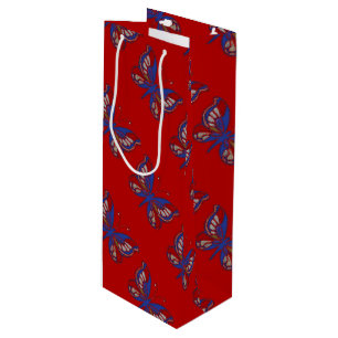 Red White Blue Butterfly-Red Wine Gift Bag