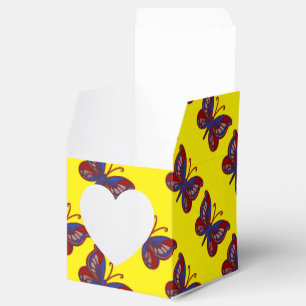 Red White Blue Butterfly-Yellow Sq Heart Favour Bo Favor Box