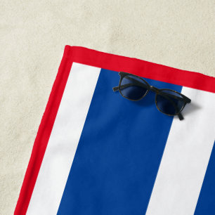 Red White Blue Cabana Stripe  Beach Towel