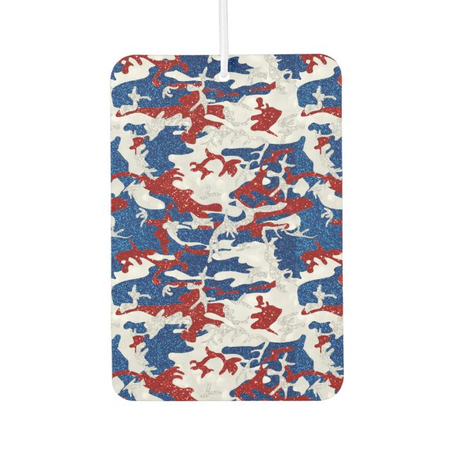 Red, White & Blue Camo July 4th Glitter Air Freshener (Front)