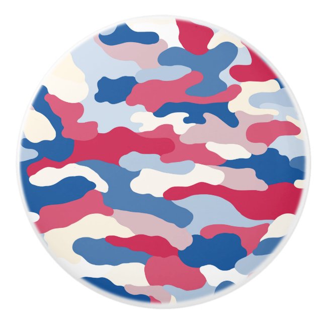 Red White & Blue Camouflage (2) Ceramic Knob (Front)