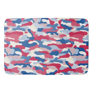 Red White & Blue Camouflage Bath Mat
