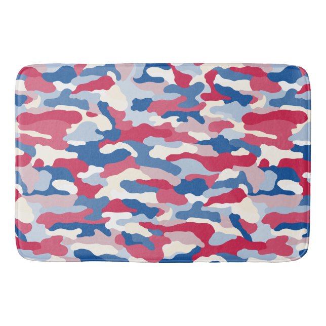 Red White & Blue Camouflage Bath Mat (Front)