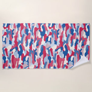 Red White & Blue Camouflage Beach Towel