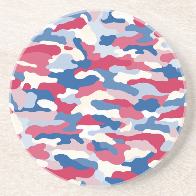Red White &Blue Camouflage Coaster (Front)