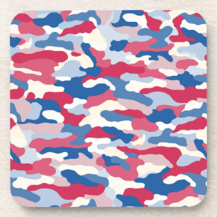 Red White & Blue Camouflage Coaster