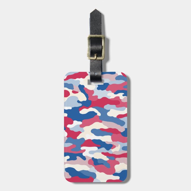 Red White Blue Camouflage Custom Luggage Tag (Front Vertical)