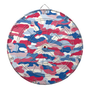 Red White & Blue Camouflage Dartboard