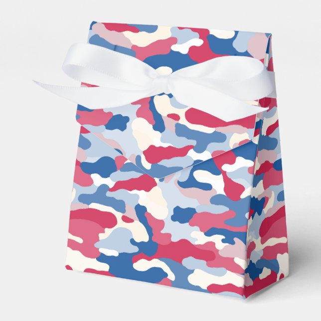 Red White & Blue Camouflage Favor Box (Front Side)