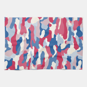 Red White & Blue Camouflage Kitchen Towel