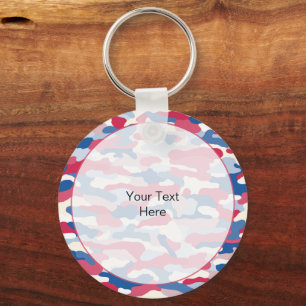Red White & Blue Camouflage Rugged Aluminum Keychain