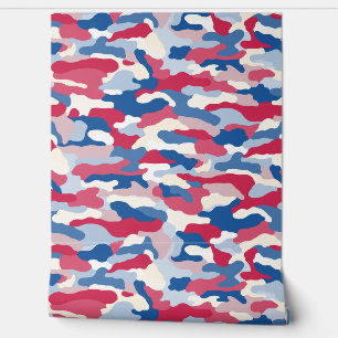 Red White & Blue Camouflage Wallpaper