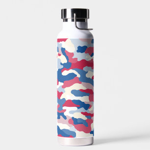Red White & Blue Camouflage Water Bottle