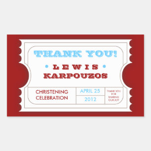 Red White Blue Carnival Thank You Ticket Sticker