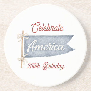 Red White Blue Celebrate America  Coaster