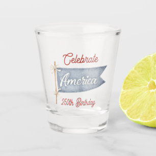 Red White Blue Celebrate America  Shot Glass