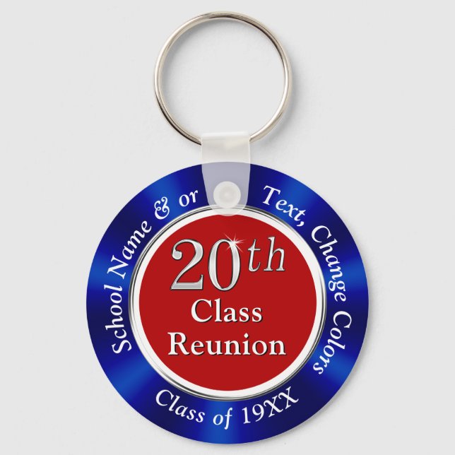 Red, White, Blue Cheap 20th Class Reunion Favours Keychain (Front)