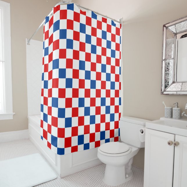 Red White Blue Chequered Pattern Design  (In Situ)