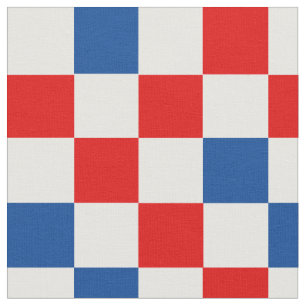 Red White Blue Chequered Pattern Design  Fabric