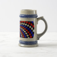 Red White Blue Chequered Spiral by Kenneth Yoncich