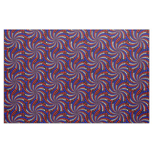Red White Blue Chequered Spiral by Kenneth Yoncich Fabric