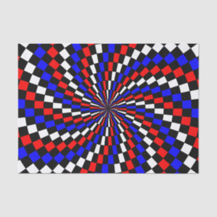 Red White Blue Chequered Spiral by Kenneth Yoncich Tissue Paper
