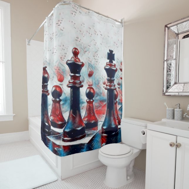 Red, White, Blue Chess Pieces King, Queen, Bishop (In Situ)