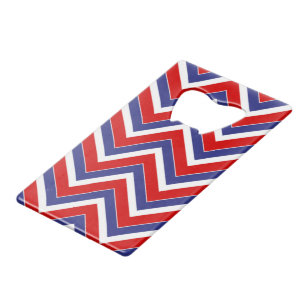 Red,White,Blue Chevron 1-CARD BOTTLE OPENER Credit Card Bottle Opener
