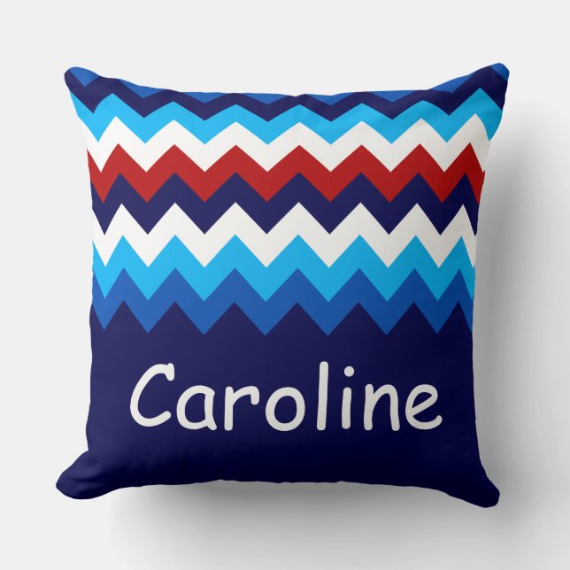 Red White Blue Chevron Custom Big Throw Pillow (Front)