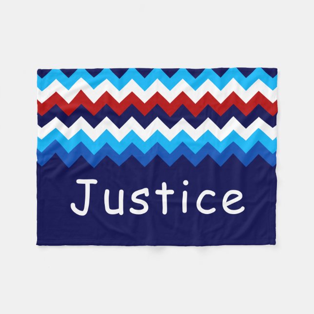 Red White Blue Chevron Custom Small Fleece Blanket (Front (Horizontal))
