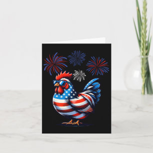 Red White Blue Chicken Farm Animal Patriotic 4th O Card