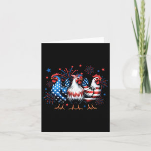 Red White Blue Chicken Usa Flag Firework 4th Of Ju Card