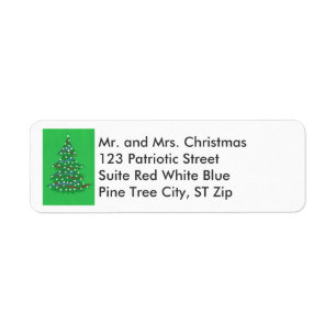 Red White Blue Christmas Tree Address Labels