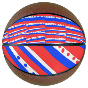 Red White Blue Circles Stripes Basketball