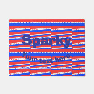 Red White Blue Circles Stripes Doormat