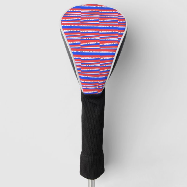 Red White Blue Circles Stripes Golf Head Cover (Front)