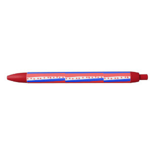 Red White Blue Circles Stripes  Ink Pen