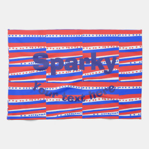 Red White Blue Circles Stripes Kitchen Towel