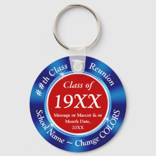 Red White Blue Class Reunion Favours, Personalized Keychain