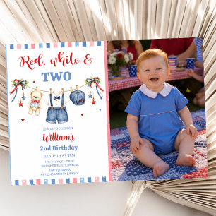 Red White & Blue Clothes Boy Birthday Invitation