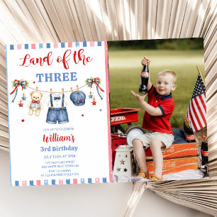 Red White & Blue Clothes Boy Birthday Invitation
