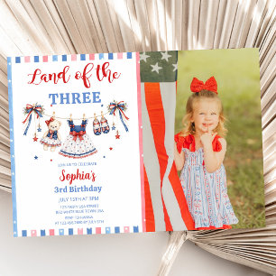 Red White & Blue Clothes Girl Birthday Invitation